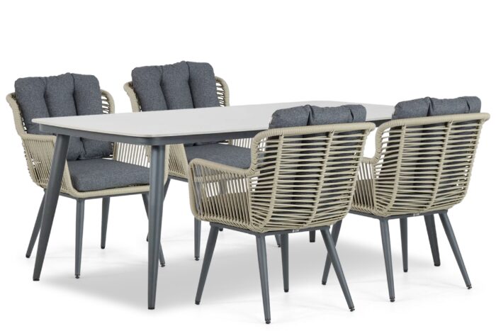 Coco Custa/Vienna 180 cm dining tuinset 5-delig – Taupe-naturel-bruin