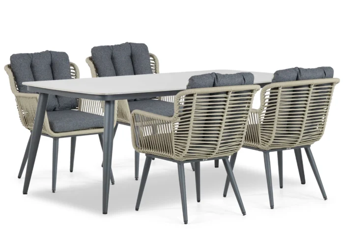 Coco Custa/Vienna 180 cm dining tuinset 5-delig - Taupe-naturel-bruin
