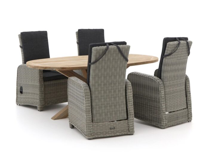 Intenso Furniture Intenso Umbria/ROUGH-Y Ellips 200cm dining tuinset 5-delig verstelbaar Laagste prijsgarantie! – Grijs
