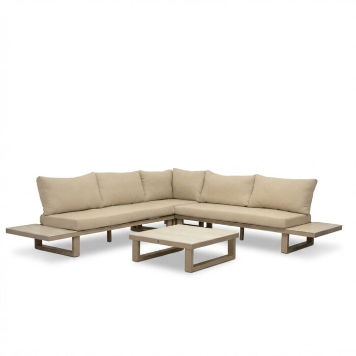 LUX outdoor living Canyon hoek loungeset incl. loungetafel | aluminium + sintered stone | Marble Latte | 4-delig