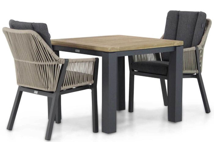 Lifestyle Garden Furniture Verona/Veneto 90 cm dining tuinset 3-delig – Taupe-naturel-bruin