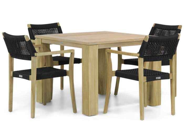 Lifestyle Garden Furniture Dallas/Brighton 100 cm dining tuinset 5-delig – Zwart