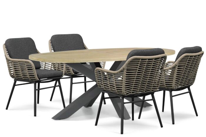 Coco Antoni/Brookline 200×110 cm dining tuinset 5-delig – Grijs-antraciet