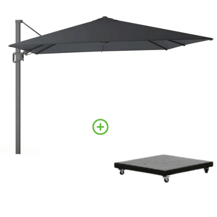 LUX outdoor living Milano T² zweefparasol | 300x300cm met Monza parasolvoet 90kg | antraciet