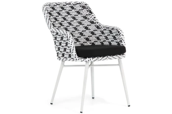 Lifestyle Crossway dining tuinstoel met wit onderstel - Zwart-wit