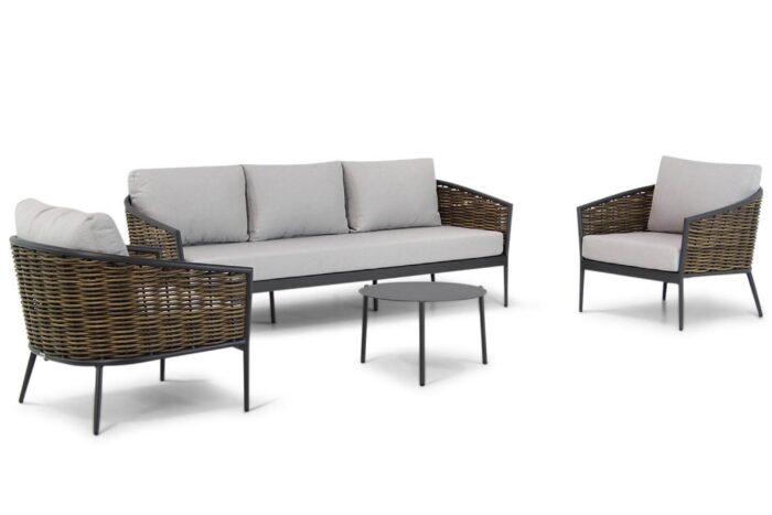 Coco Palm/Pacific 60 cm stoel-bank loungeset 4-delig – Taupe-naturel-bruin