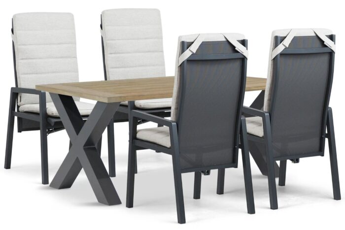 Lifestyle Garden Furniture Vivaro/Cardiff 180×100 cm dining tuinset 5-delig – Grijs-antraciet