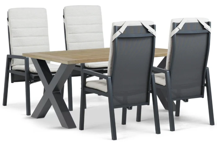 Lifestyle Garden Furniture Vivaro/Cardiff 180x100 cm dining tuinset 5-delig - Grijs-antraciet