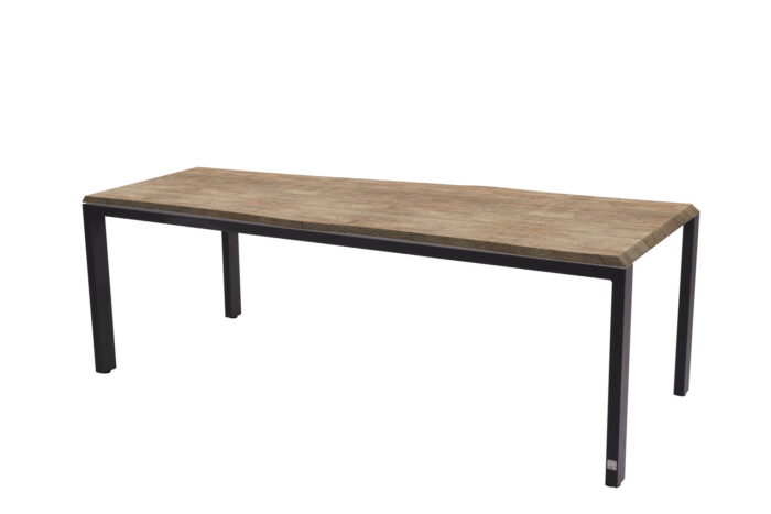 4so Goa Tafelframe Antracite Met Tafelblad Robusto Teak 220 x 95 cm – grijs