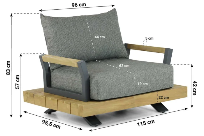 Santika Furniture Supreme lounge tuinstoel - Taupe-naturel-bruin