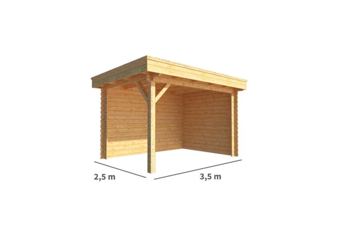 Warentuin collection Overkapping Lisa-Yasmin 350 cm bij 250 cm diep plat dak – bruin