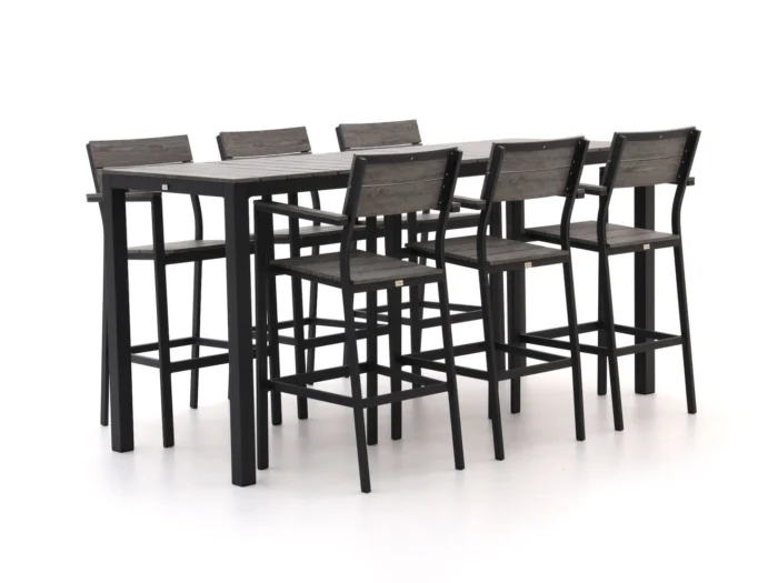 Bellagio tuinmeubelen Fidenza 220cm barset 7-delig - Zwart