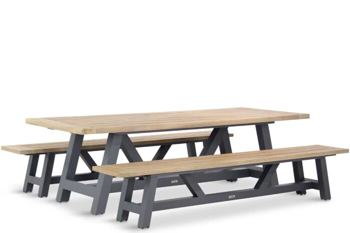 Lifestyle Garden Furniture Trente dining picknickset 260 cm 3-delig – Grijs-antraciet