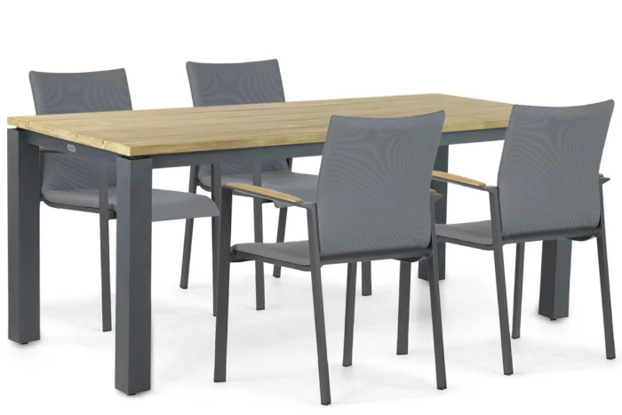 Lifestyle Garden Furniture Brandon/Riviera 180 cm dining tuinset 5-delig - Grijs-antraciet