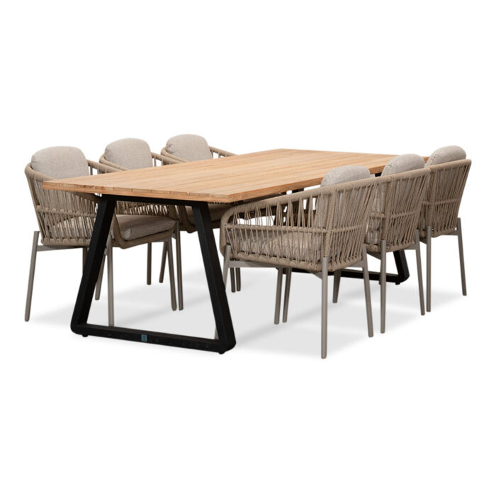 LUX outdoor living Elena/Rico zand dining tuinset | 6 personen | teakhout + aluminium | 240cm