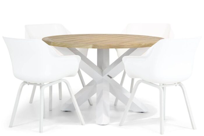 Hartman Sophie element/Wellington 120 cm rond dining tuinset 5-delig – Wit