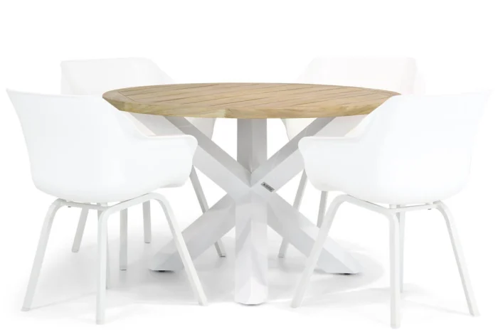 Hartman Sophie element/Wellington 120 cm rond dining tuinset 5-delig - Wit
