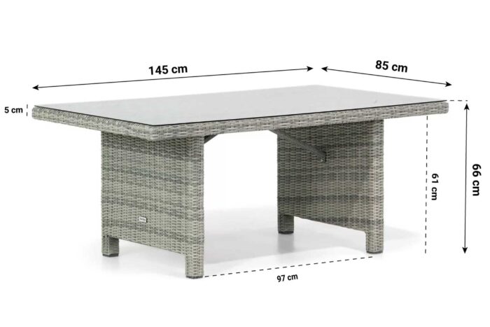Garden Collections Napoli lounge/dining tuintafel 145 x 85 cm – Grijs-antraciet