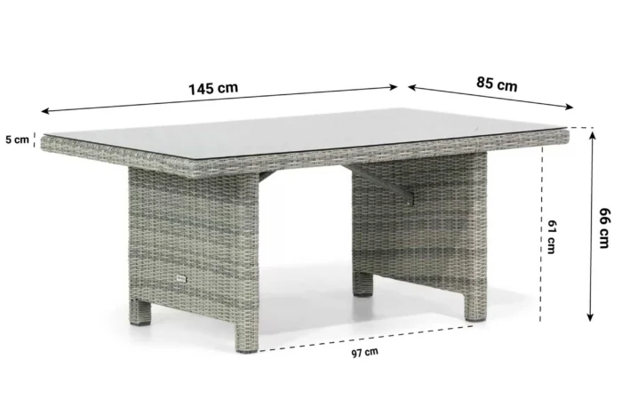 Garden Collections Napoli lounge/dining tuintafel 145 x 85 cm - Grijs-antraciet