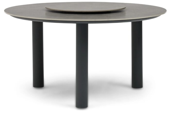 Coco Trino dining tuintafel 140 cm met lazy susan – Grijs-antraciet