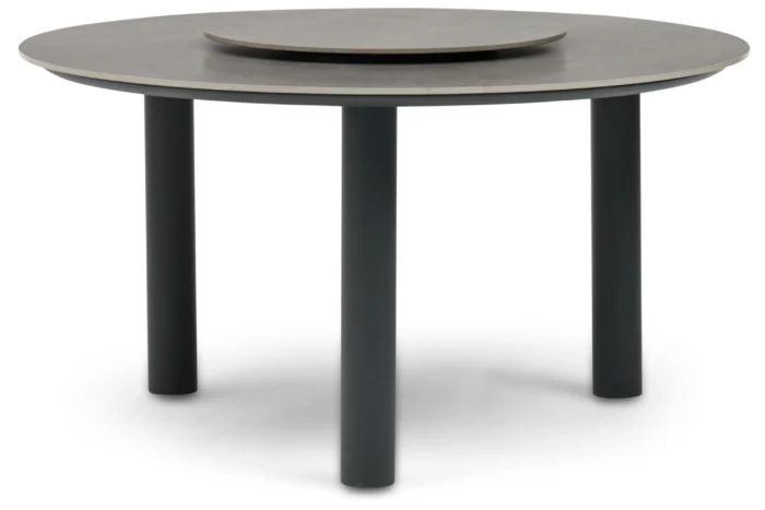 Coco Trino dining tuintafel 140 cm met lazy susan - Grijs-antraciet