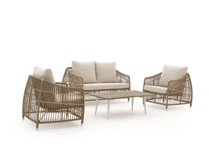 Manifesto Furniture Ortello/ROUGH-K stoel-bank loungeset 4-delig 4-zits - Wit