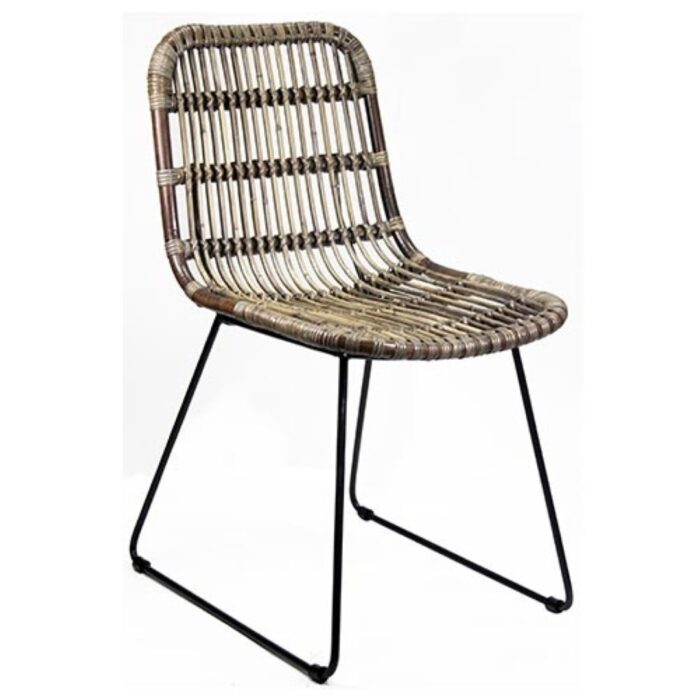 Van der leeden Dining Stoel Iron Dining Luuk Chair rotan Iron 46X57H84Cm – bruin