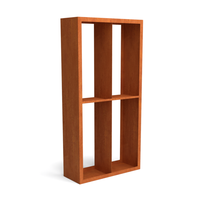 Geroba Egura cortenstaal houtopslag onderverdeling 4 vakken 1000x385x2000 mm – bruin