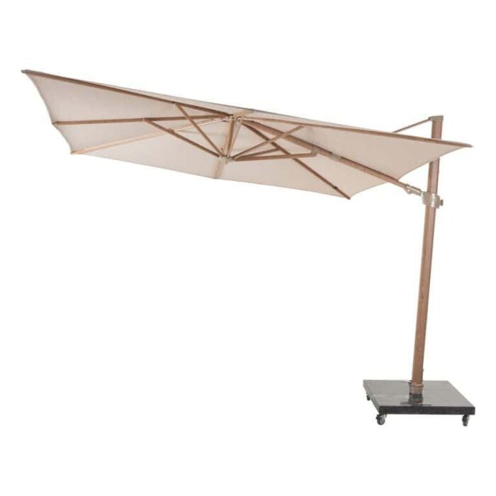 4so Parasol Siesta Premium 300 x 300 cm zand met houtlook frame