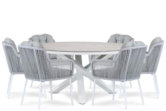 Santika Furniture Tendenza/Livorno 150 cm dining tuinset 7-delig – Wit