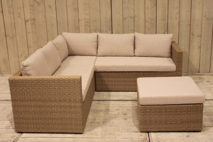 Eurofleur aanbieding Gibson loungeset rotan grey 208 x 208 cm hoekset – bruin