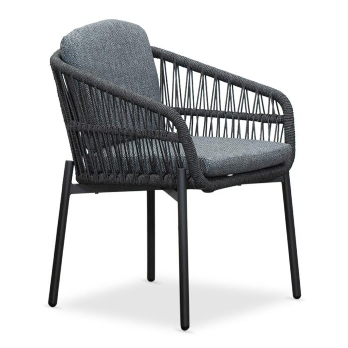 LUX outdoor living Rico dining tuinstoel | aluminium + touw | charcoal – Antraciet