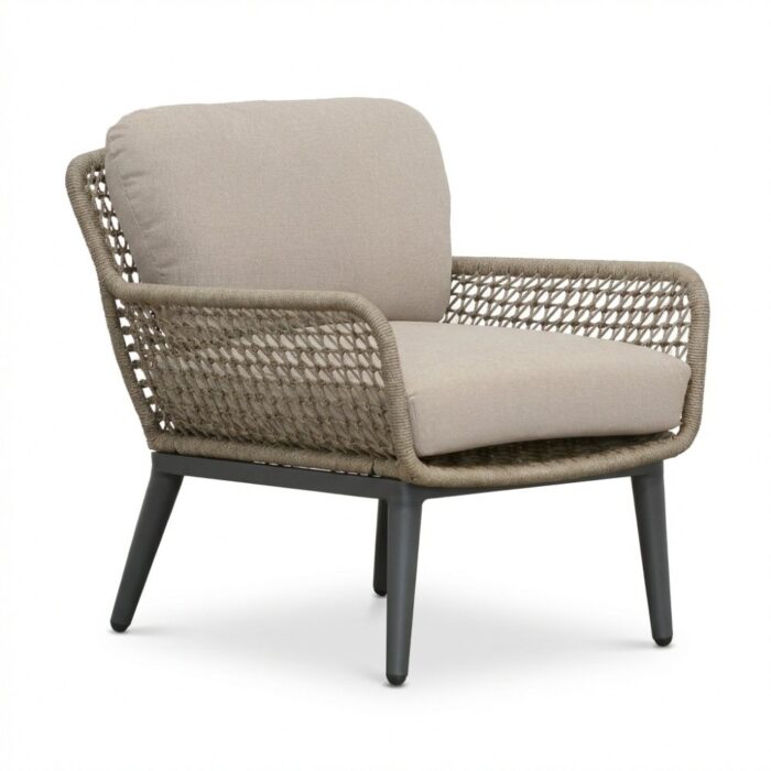 LUX outdoor living Mila low dining tuinstoel | touw + aluminium | beige/antraciet