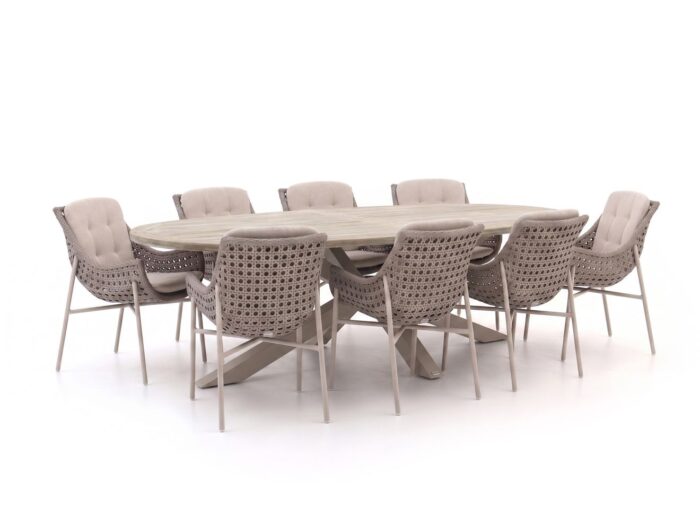Manifesto Furniture Manifesto Novara/ROUGH-Y Ellips 240cm dining tuinset 9-delig Laagste prijsgarantie! – Bruin