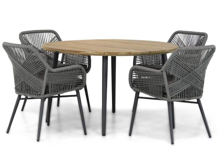 Lifestyle Garden Furniture Advance/Montana 130 cm rond dining tuinset 5-delig – Grijs-antraciet