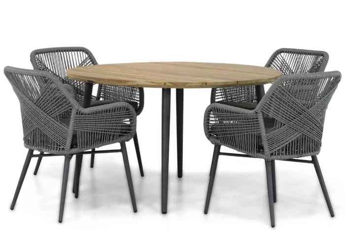Lifestyle Garden Furniture Advance/Montana 130 cm rond dining tuinset 5-delig - Grijs-antraciet