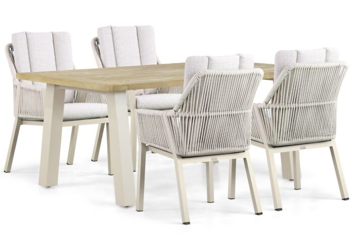 Lifestyle Garden Furniture Verona/Glasgow 180 cm dining tuinset 5-delig – Taupe-naturel-bruin