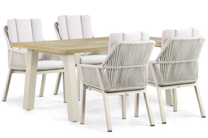 Lifestyle Garden Furniture Verona/Glasgow 180 cm dining tuinset 5-delig - Taupe-naturel-bruin