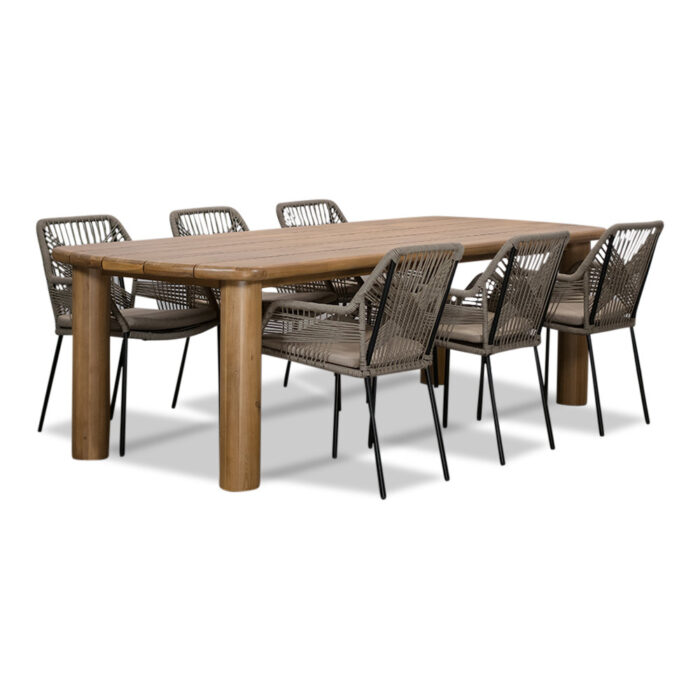 BUITEN living Laredo/Seville zand dining tuinset | 6 personen | hardhout + aluminium | 255cm