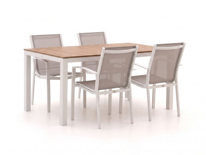 Forza Furniture Forza Altea/Fidenza 160cm dining tuinset 5-delig stapelbaar Laagste prijsgarantie! – Wit