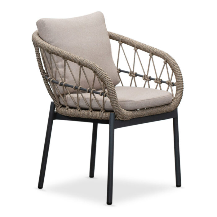 LUX outdoor living Dakota dining tuinstoel | touw + aluminium | beige/antraciet