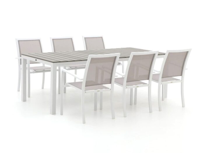 Bellagio tuinmeubelen Bellagio Anzio/Fidenza 220cm dining tuinset 7-delig stapelbaar Laagste prijsgarantie! – Grijs