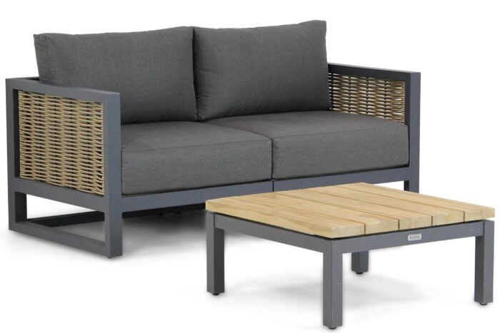 Santika Furniture Salviano/Riviera 75 cm lounge tuinbank 3-delig – Grijs-antraciet
