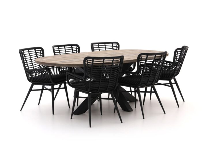 Intenso Furniture Asti/Rough-Y Ellips 240cm dining tuinset 7-delig – Grijs