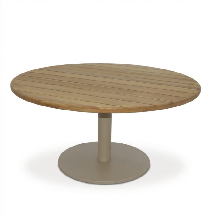 LUX outdoor living Salora low dining tuintafel 6 personen | teak + aluminium | beige | 150cm rond