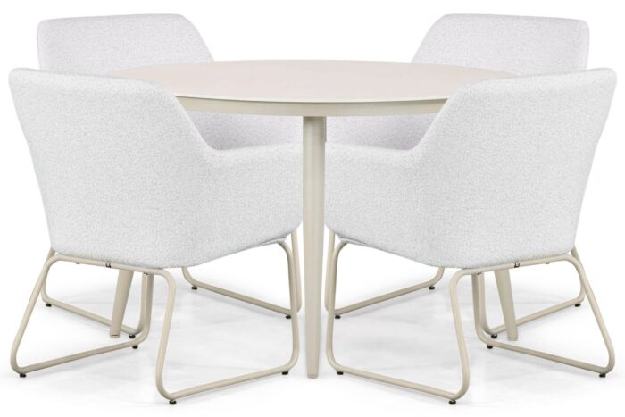 Lifestyle Garden Furniture Lugo/Vienna 120 cm dining tuinset 5-delig – Taupe-naturel-bruin