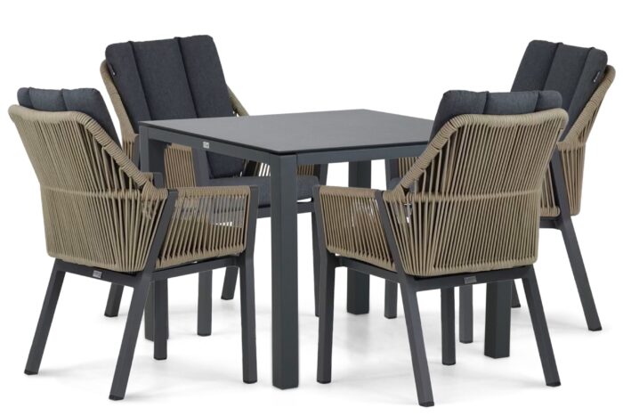 Lifestyle Garden Furniture Verona/Mateo 90 cm dining tuinset 5-delig – Taupe-naturel-bruin
