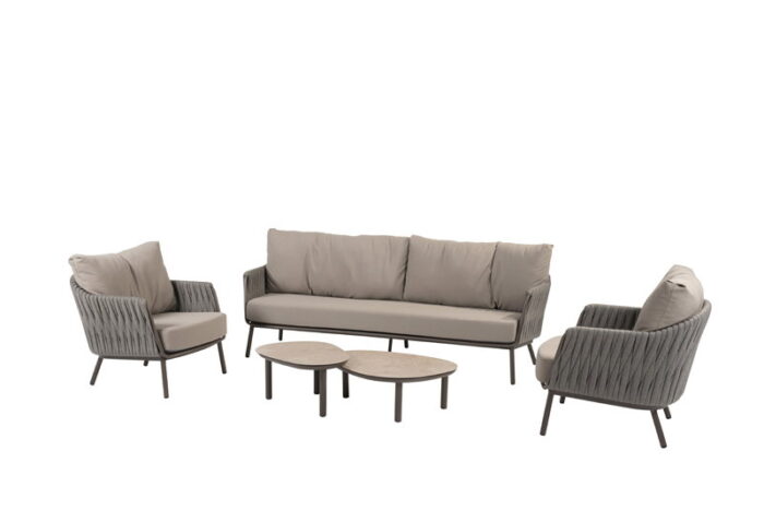 Taste Cannes loungeset met Monroe coffeetafels terre 65 x 32 cm & 80 x 27 cm