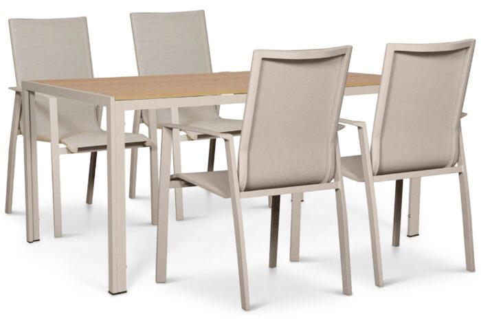 Lifestyle Garden Furniture Ultimate/Creta 160×90 cm dining tuinset 5-delig – Zand/Beige