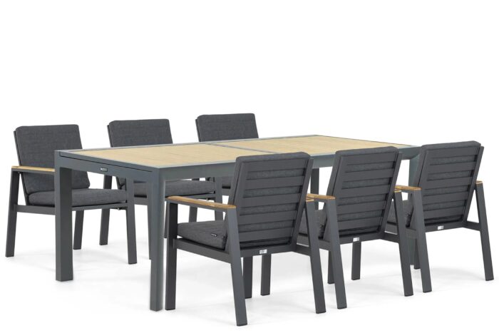 Lifestyle Garden Furniture Marietta/Rosarno 214/273 cm dining tuinset 7-delig – Grijs-antraciet